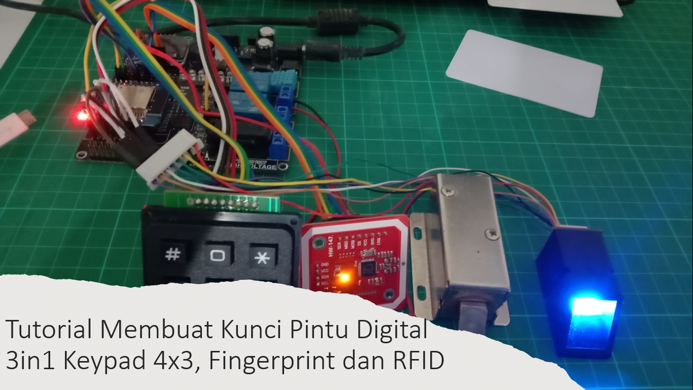 Kunci Pintu Digital 3in1 RFID PN532, Fingerprint dan Keypad 4x3