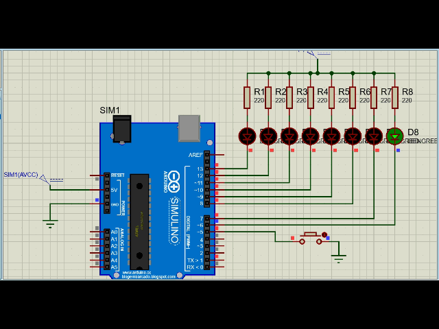 Arduino Simulasi Running LED Proteus 8
