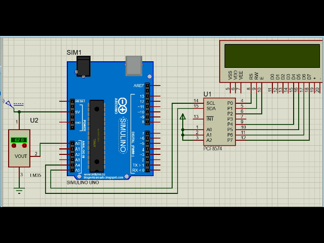 Simulasi Arduino Sensor LM35 LCD Proteus 8
