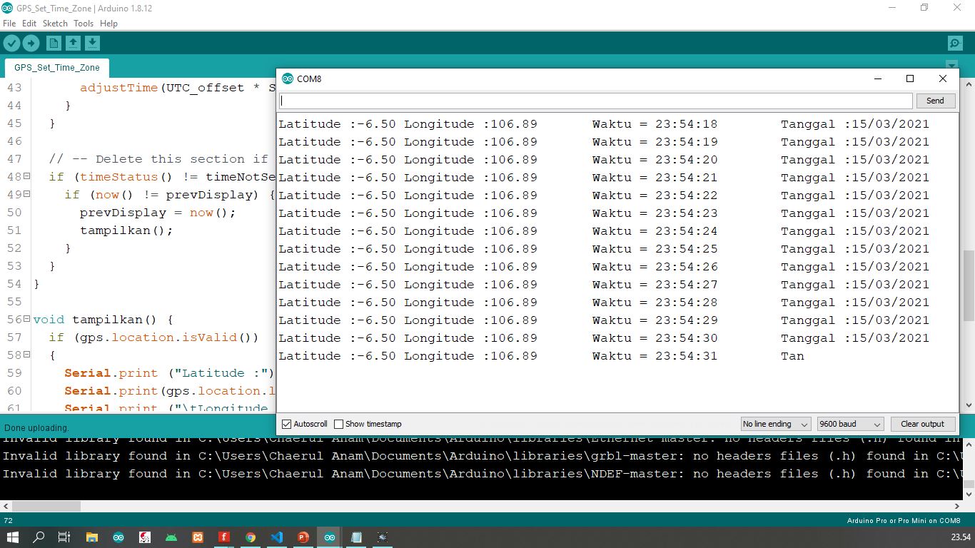 Tutorial Arduino Real Time Clock GPS Neo 6M Sesuai Timezone